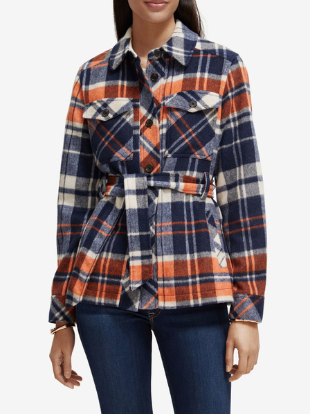 Scotch & Soda Palton scurt ușor pentru femei albastru cu amestec de lână Scotch & Soda