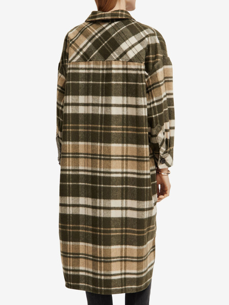 Scotch & Soda Palton cămașă ușor pentru femei maro cu amestec de lână Scotch & Soda