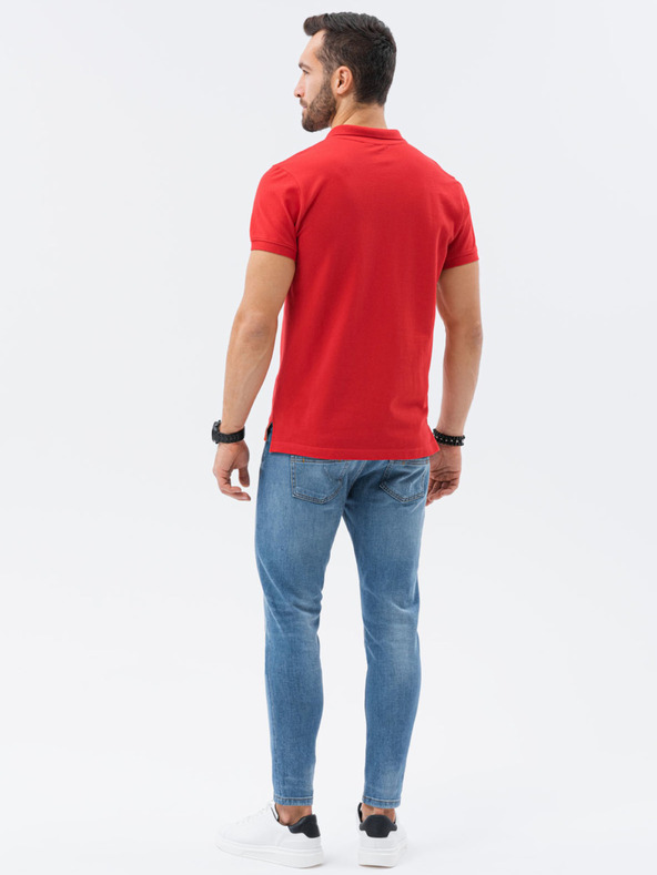 Ombre Clothing Tricou polo de bază roșu pentru bărbați Ombre Clothing
