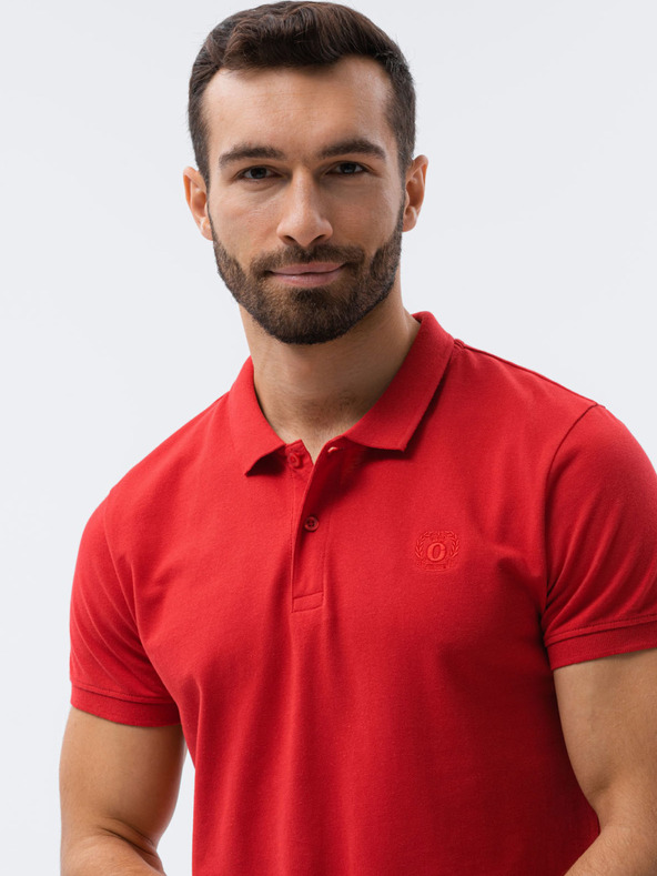 Ombre Clothing Tricou polo de bază roșu pentru bărbați Ombre Clothing