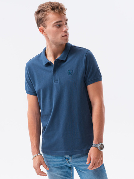 Ombre Clothing Tricou polo basic albastru închis pentru bărbați Ombre Clothing