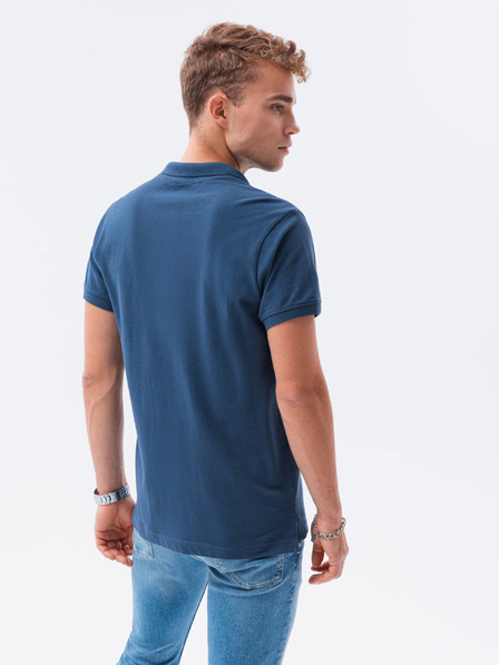 Ombre Clothing Tricou polo basic albastru închis pentru bărbați Ombre Clothing