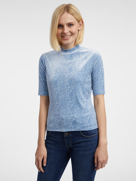 Orsay Bluză de catifea cu model de culoare albastru deschis pentru femei