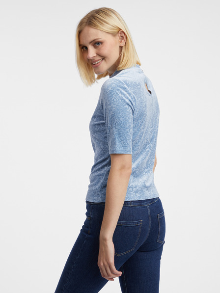 Orsay Bluză de catifea cu model de culoare albastru deschis pentru femei