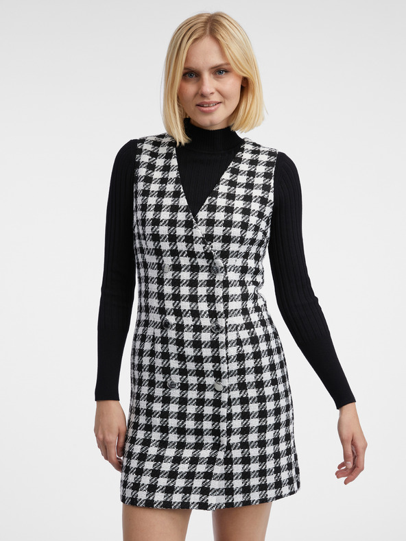 Orsay Rochie în carouri alb-negru pentru femei ORSAY