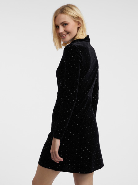 Orsay Rochie neagră de catifea cu motive pentru femei ORSAY