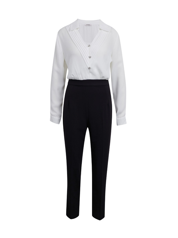 Orsay Salopetă de damă neagră și albă ORSAY