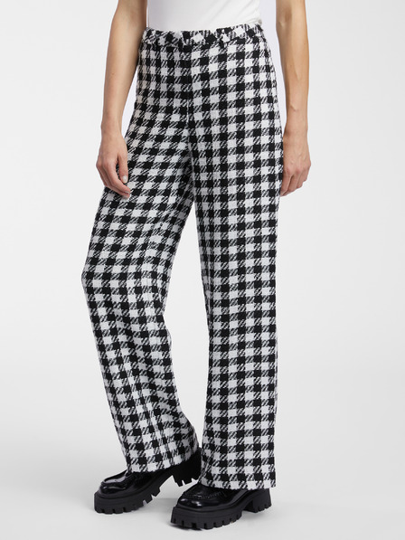Orsay Pantaloni cu model alb și negru pentru femei ORSAY
