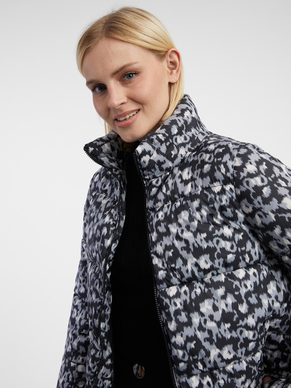 Orsay Geacă matlasată cu model gri și negru pentru femei ORSAY