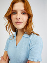 Orsay Tricou polo de damă albastru cu nervuri ORSAY