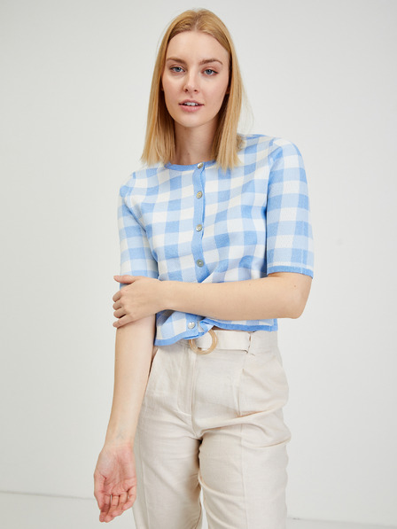 Orsay Cardigan de damă în carouri albastru deschis ORSAY