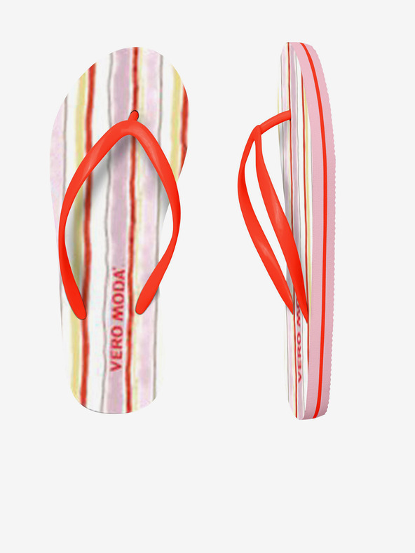 Vero Moda Flip flop-uri cu dungi roz și roșii VERO MODA Selma