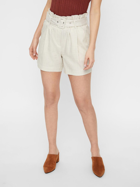 Vero Moda Pantaloni scurți cu talie înaltă în dungi bej VERO MODA Gally