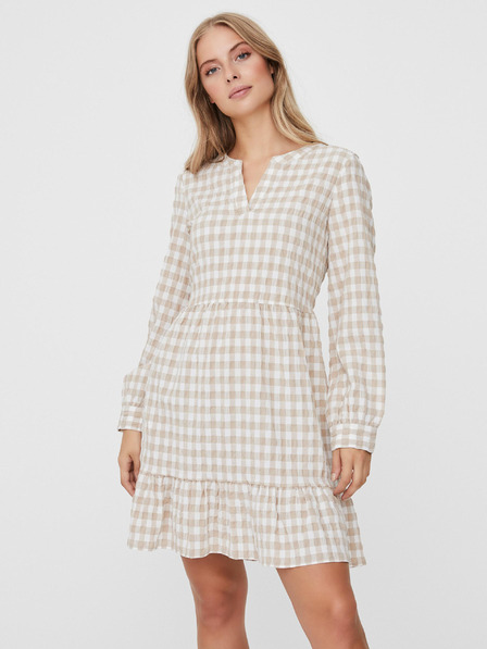 Vero Moda Rochie VERO MODA Kimi în carouri albe și bej