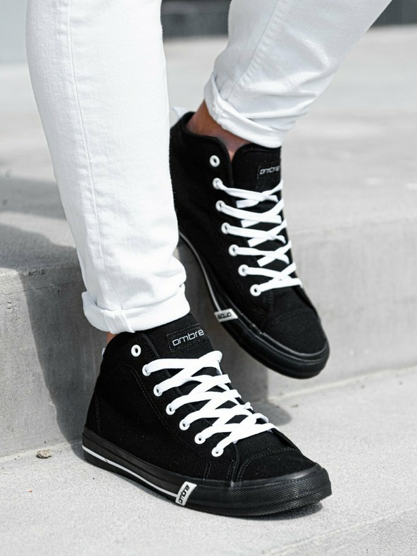 Ombre Clothing Adidași negri pentru bărbați, cu gleznă T304