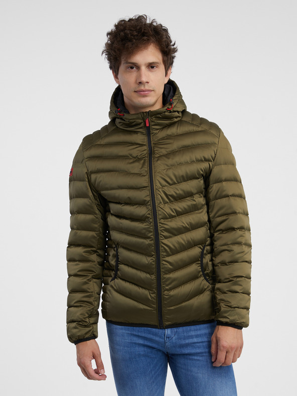 Ombre Clothing Jachetă ușoară matlasată kaki pentru bărbați Ombre Clothing