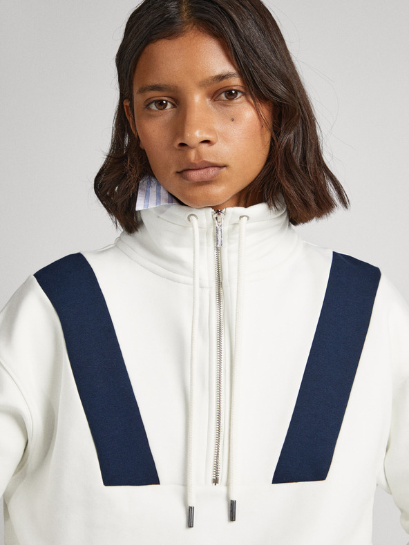 Pepe Jeans Hanorac alb cu fermoar pentru femei Pepe Jeans Celia