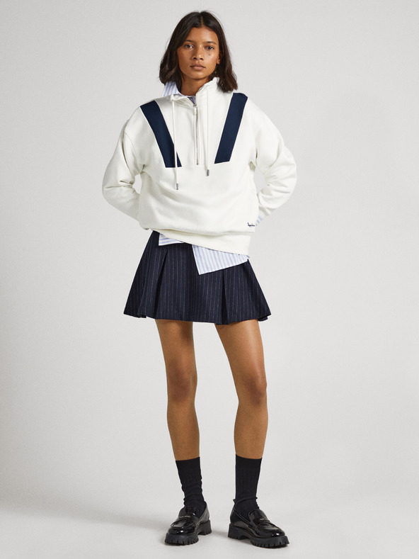 Pepe Jeans Hanorac alb cu fermoar pentru femei Pepe Jeans Celia