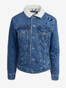 Pepe Jeans Jachetă din denim albastră pentru bărbați cu blană artificială Pepe Jeans Pinner DLX