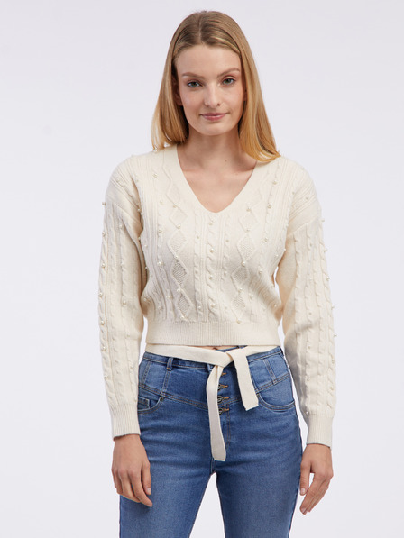 Orsay Pulover de damă crem cu model ORSAY