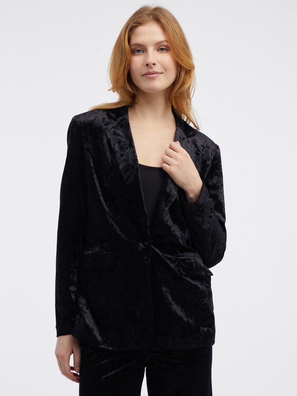 Orsay Jachetă neagră de catifea pentru femei ORSAY