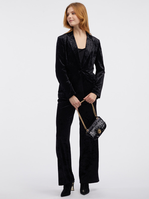 Orsay Jachetă neagră de catifea pentru femei ORSAY
