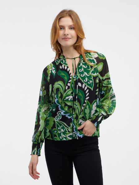 Orsay Bluză cu model frunze verde-albastru pentru femei ORSAY