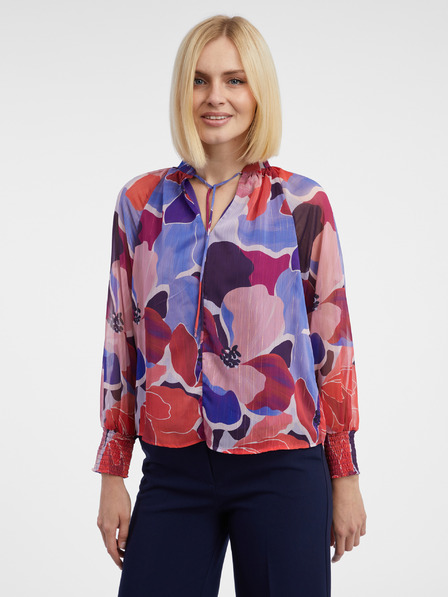 Orsay Bluză cu model floral roșu și albastru pentru femei ORSAY