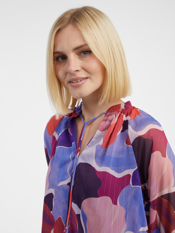 Orsay Bluză cu model floral roșu și albastru pentru femei ORSAY