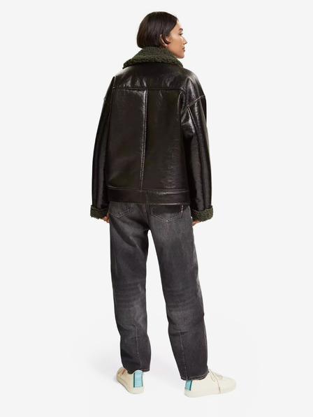 Scotch & Soda Jachetă de iarnă neagră din blană artificială pentru femei Scotch & Soda