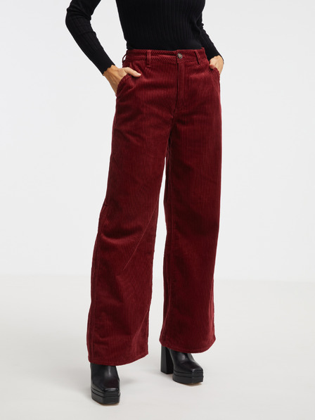Pepe Jeans Pantaloni evazați roșii pentru femei Pepe Jeans Cecilia Cord
