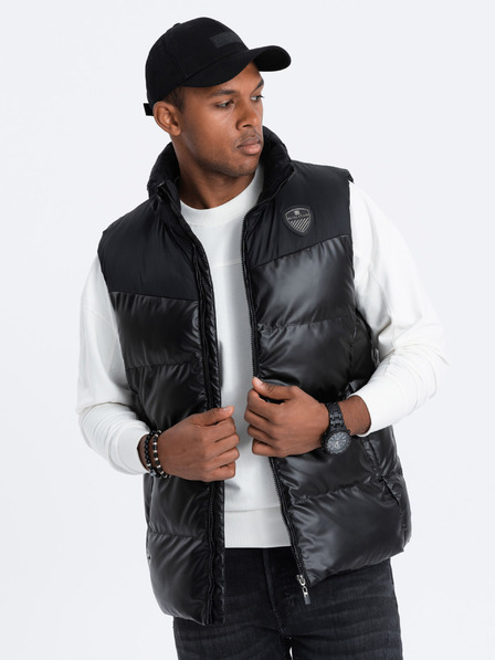 Ombre Clothing Vesta matlasată neagră pentru bărbați Ombre Clothing