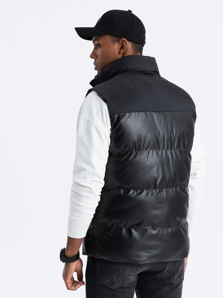 Ombre Clothing Vesta matlasată neagră pentru bărbați Ombre Clothing