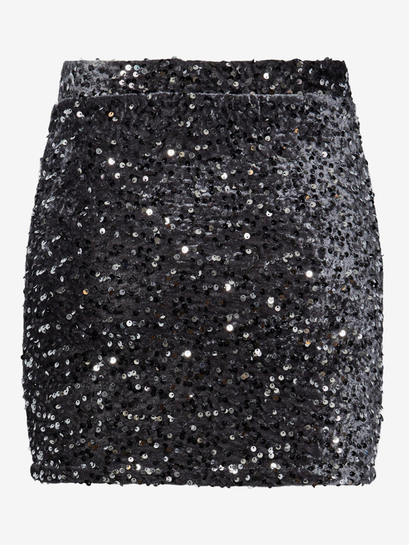 Pieces Fustă cu paiete negre pentru femei Pieces Kam