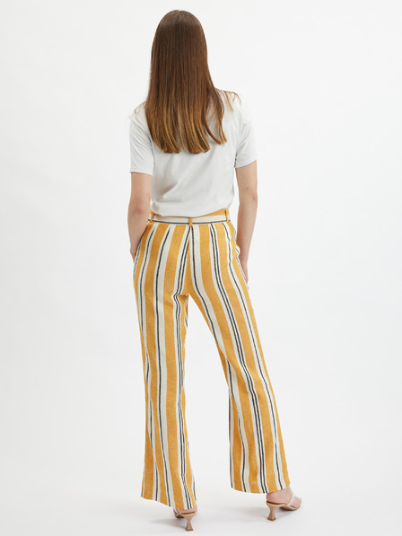 Orsay Pantaloni din in cu dungi portocalii pentru femei ORSAY