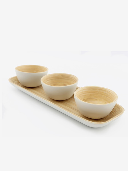 SIFCON Set de trei boluri din bambus pe o tavă SIFCON