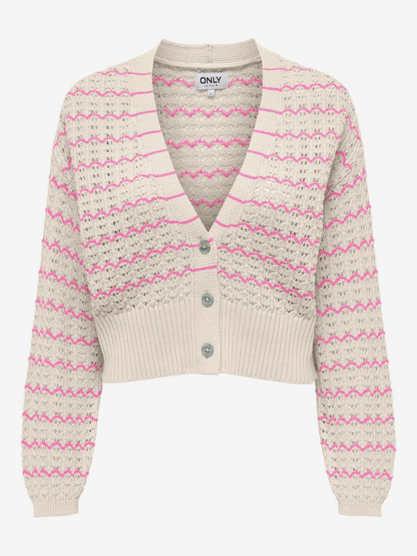 ONLY Cardigan cu dungi roz și bej pentru femei ONLY Asa