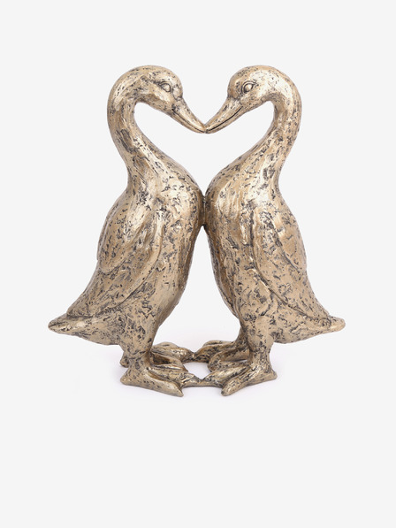 SIFCON Figurină decorativă în formă de inimă Kissing Ducks în culoarea aurie SIFCON