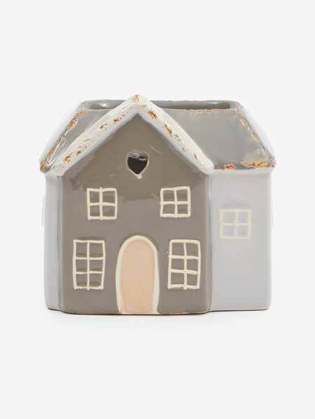 SIFCON Lampă de aromaterapie din ceramică maro-gri în formă de casă 13x12 SIFCON