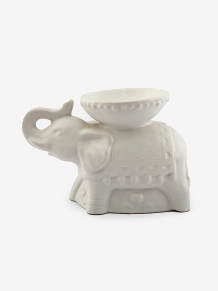 SIFCON Lampă cu ulei/ceră parfumată din porțelan alb SIFCON Elephant