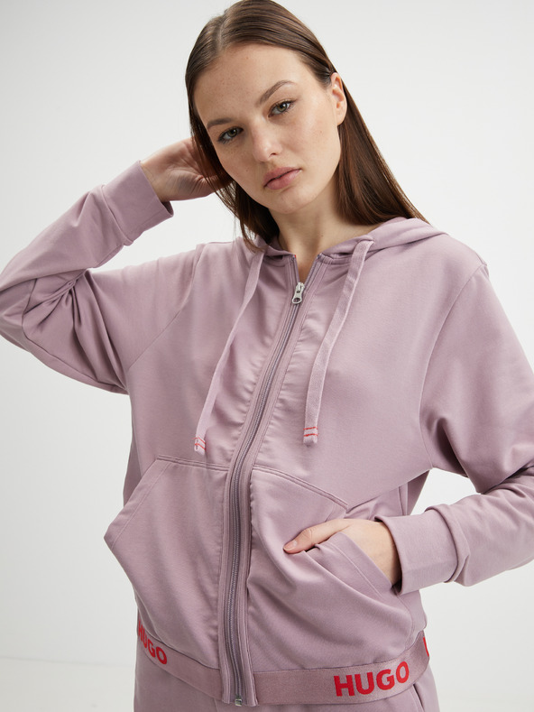 HUGO Hanorac cu glugă și fermoar HUGO, roz vechi, pentru femei