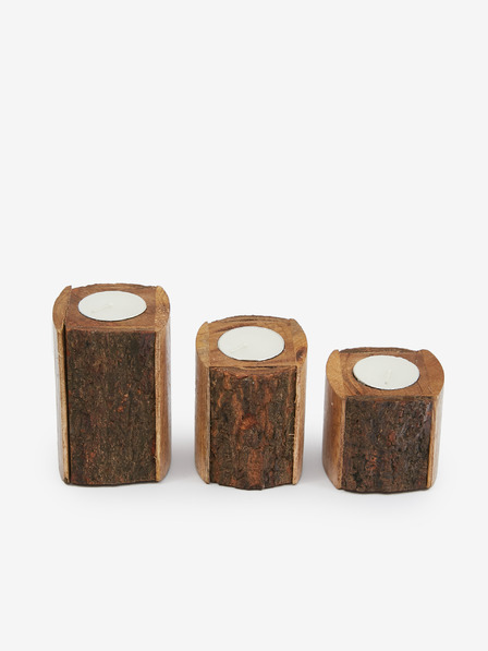 SIFCON Set din lemn de trei suporturi pentru lumânări de tip tea light SIFCON