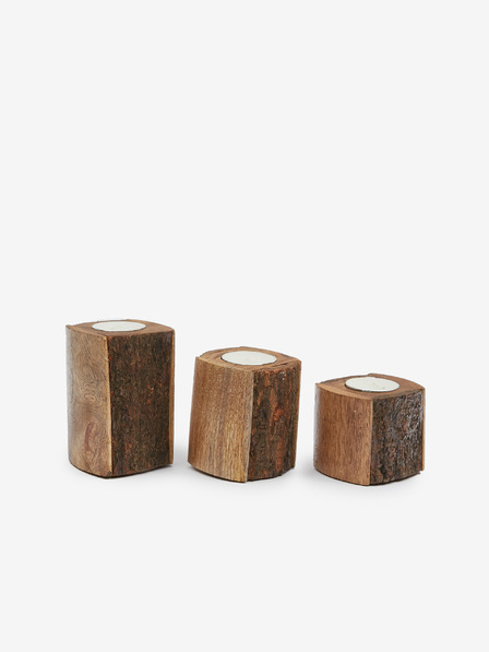 SIFCON Set din lemn de trei suporturi pentru lumânări de tip tea light SIFCON