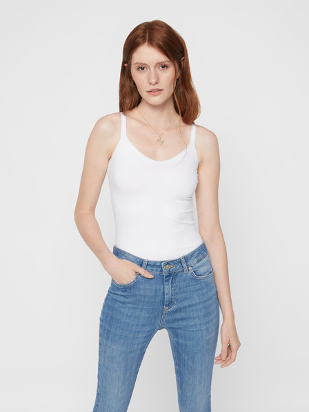 Pieces Bluză albă pentru femei cu tricou de bază Pieces Plain