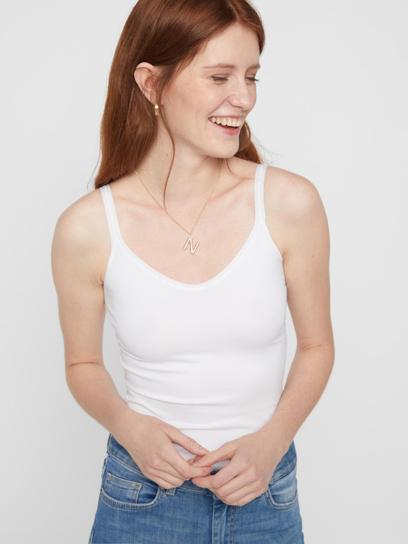 Pieces Bluză albă pentru femei cu tricou de bază Pieces Plain