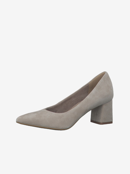 Tamaris Pompe cu toc jos din piele de căprioară pentru femei Bej Tamaris