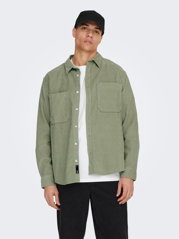 ONLY & SONS Tricou de bărbați verde din catifea ONLY & SONS Alp