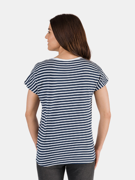 Sam 73 Tricou cu dungi albastru închis pentru femei SAM 73