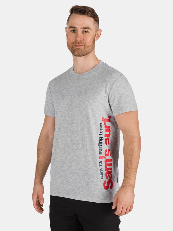 Sam 73 Tricou gri deschis pentru bărbați cu imprimeu SAM 73