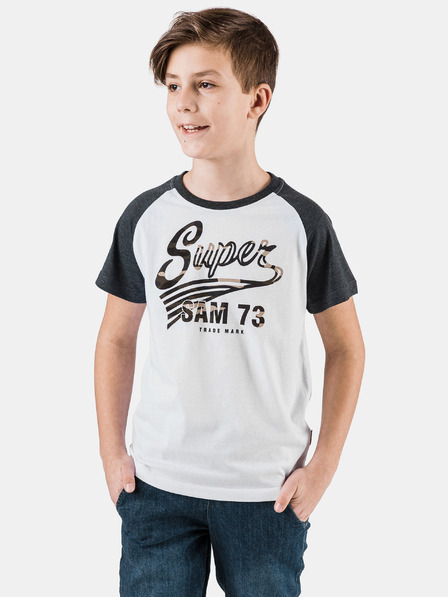 Sam 73 Tricou negru și alb pentru băieți cu imprimeu SAM 73